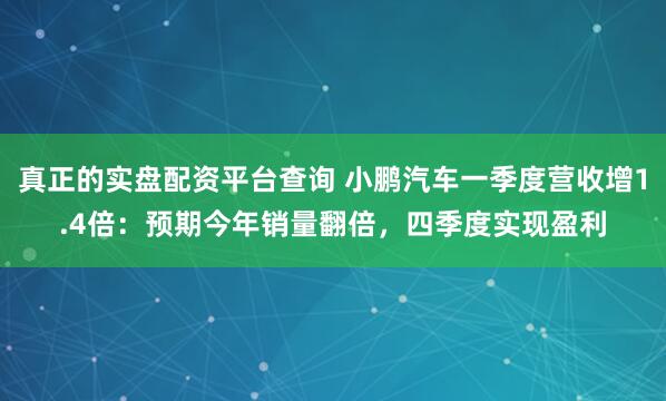 真正的实盘配资平台查询 小鹏汽车一季度营收增1.4倍：预期今年销量翻倍，四季度实现盈利